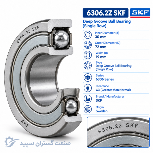 بلبرینگ 6306.2Z SKF ساخت ایتالیا